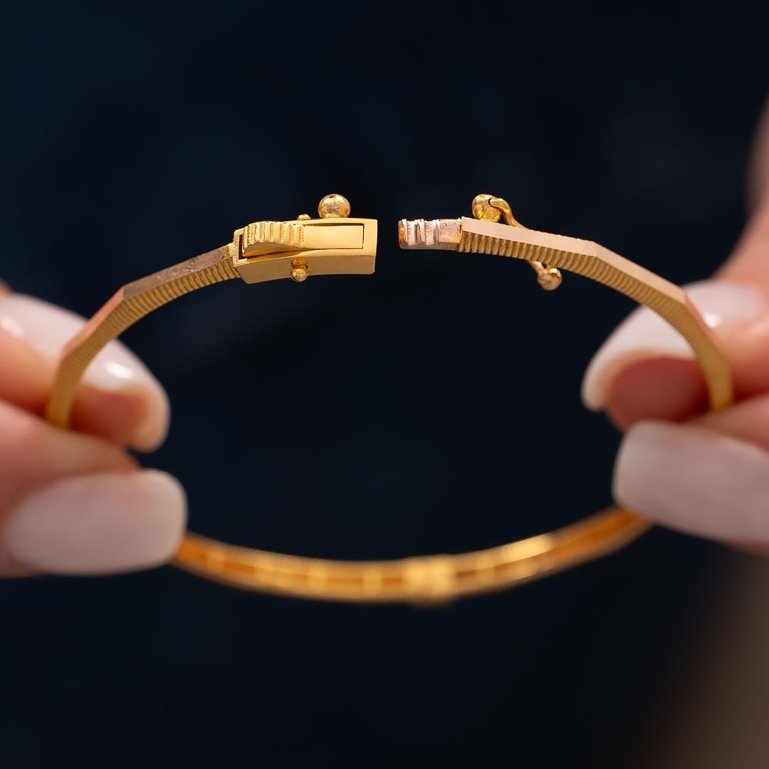 14k Gold Wave Cuff Bracelet: Minimalist Bangle - Ajda Design