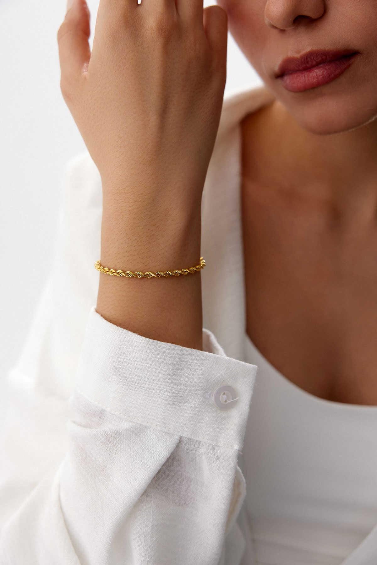 14k Gold Thick Rope Twist Bracelet