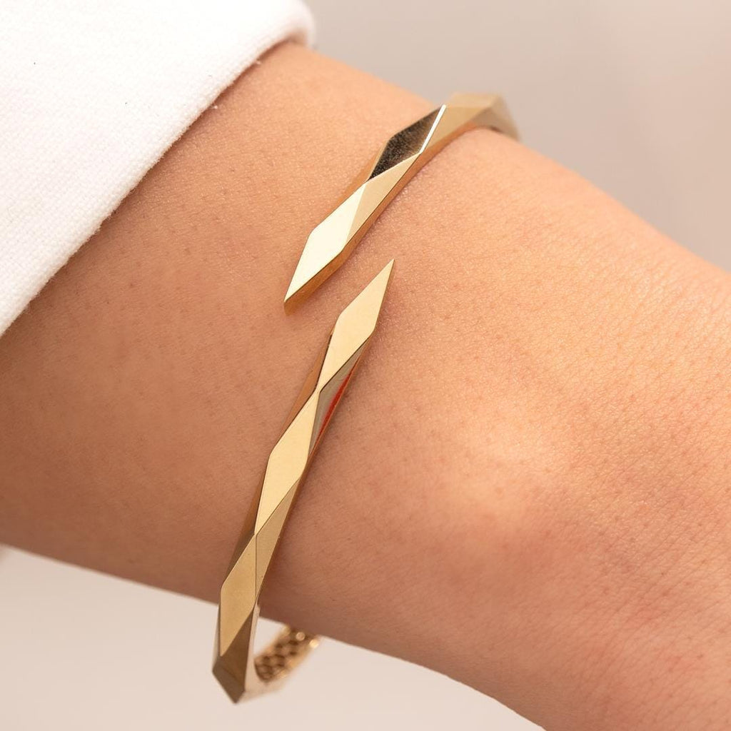 14 Carat Cross Cuff Bracelet - 14k Nail Bracelet - Custom Gold Cuff Bracelet - Birthday Gift - Gift For Women