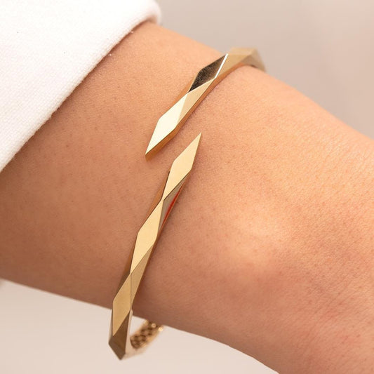 14 Carat Cross Cuff Bracelet - 14k Nail Bracelet - Custom Gold Cuff Bracelet - Birthday Gift - Gift For Women