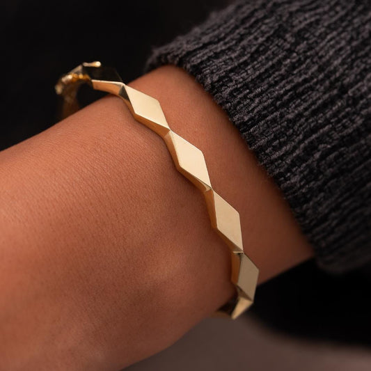 Square Cut 14 Carat Gold Sports Bracelet