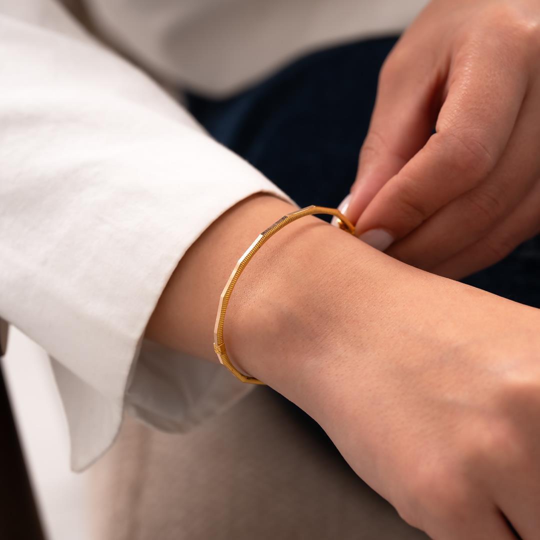 14k Gold Wave Cuff Bracelet: Minimalist Bangle - Ajda Design