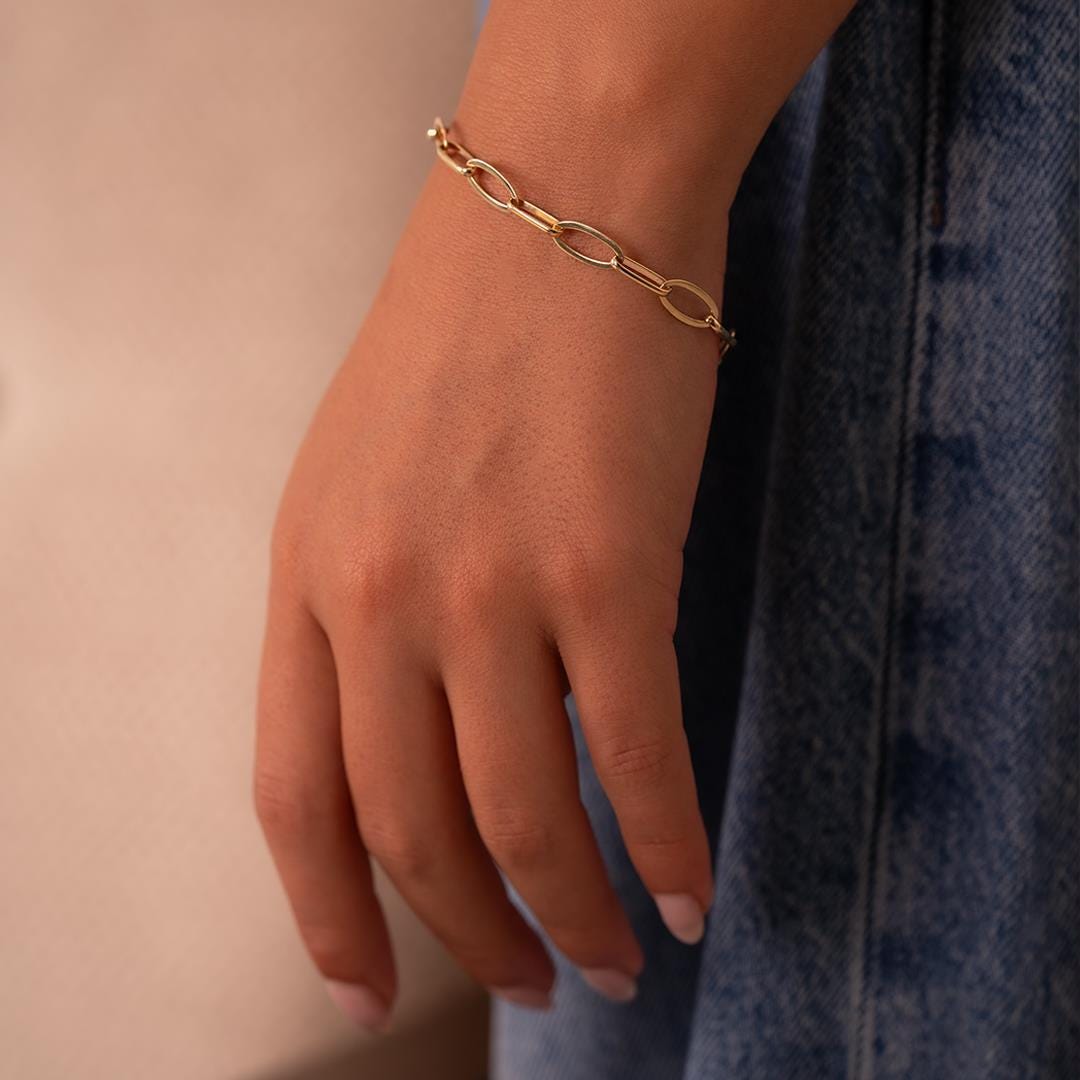 14 Carat Gold Paperclip Bracelet