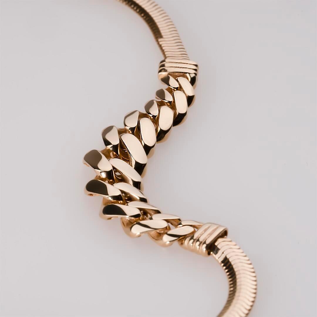 Gurmet Herringbone Bracelet 14 Carat Gold