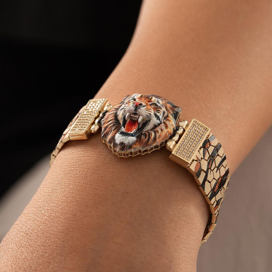 14k Special Design Lion Figured Gold Bracelet