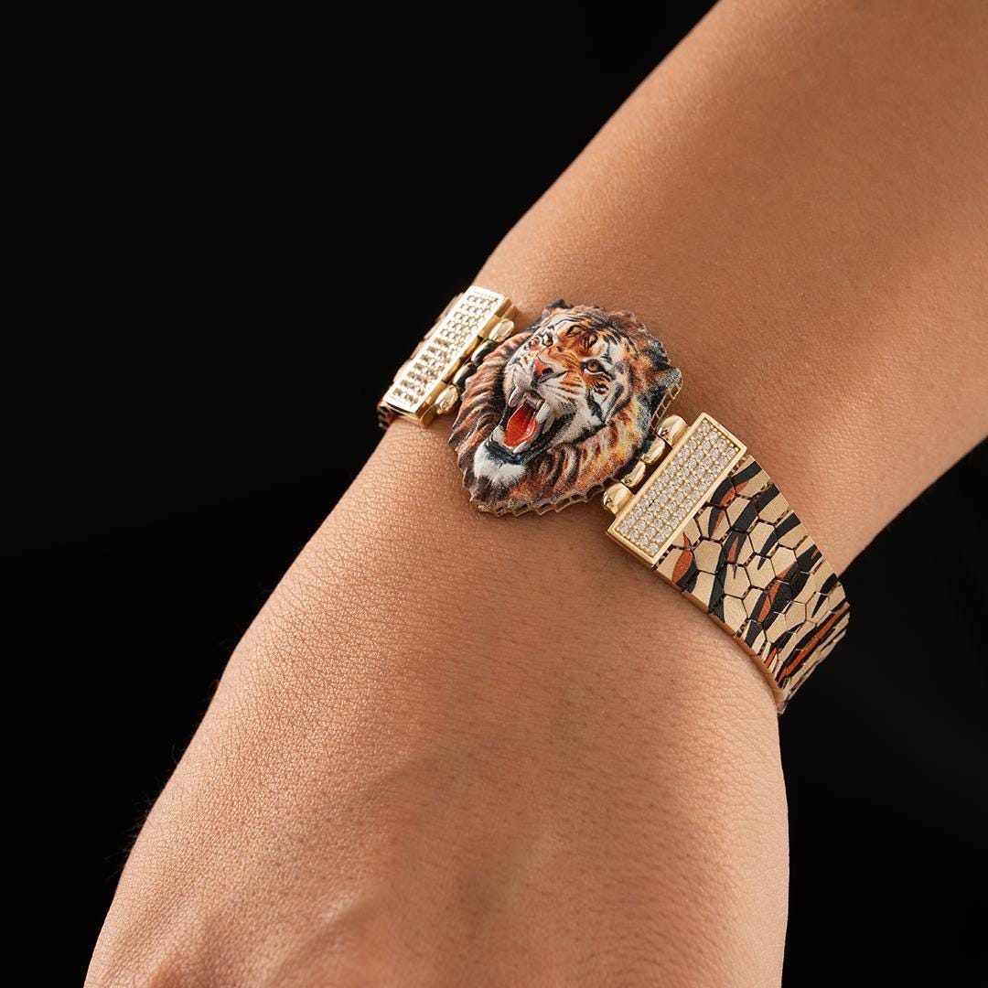 14k Special Design Lion Figured Gold Bracelet