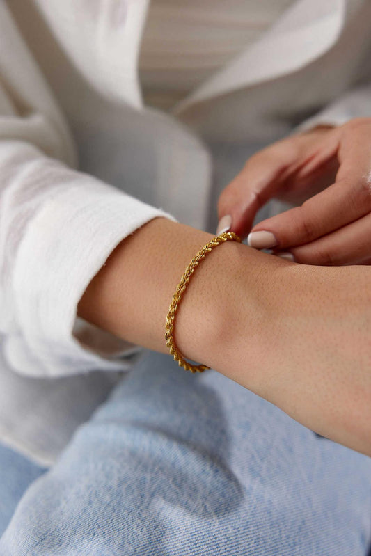 14k Gold Thick Rope Twist Bracelet