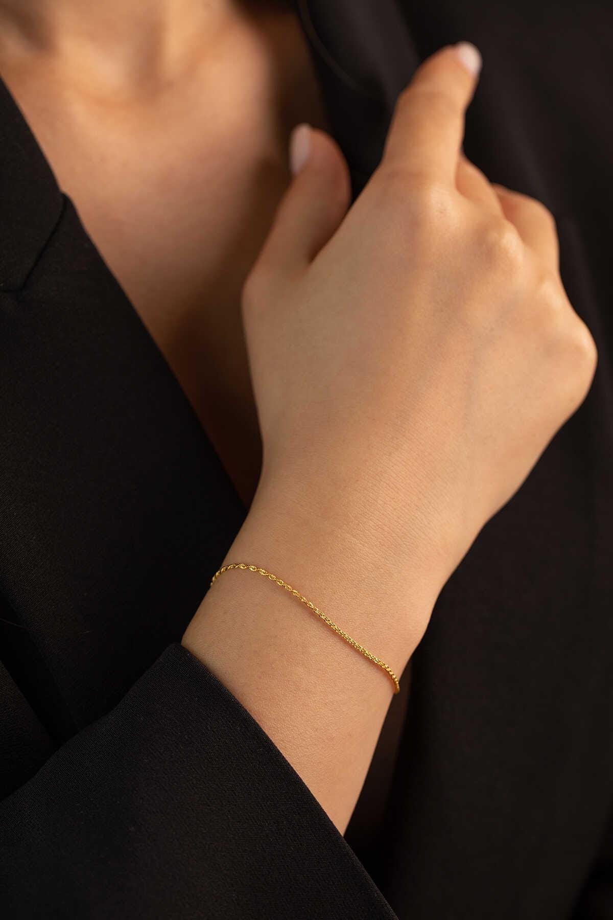 14k Gold Thin Rope Bracelet