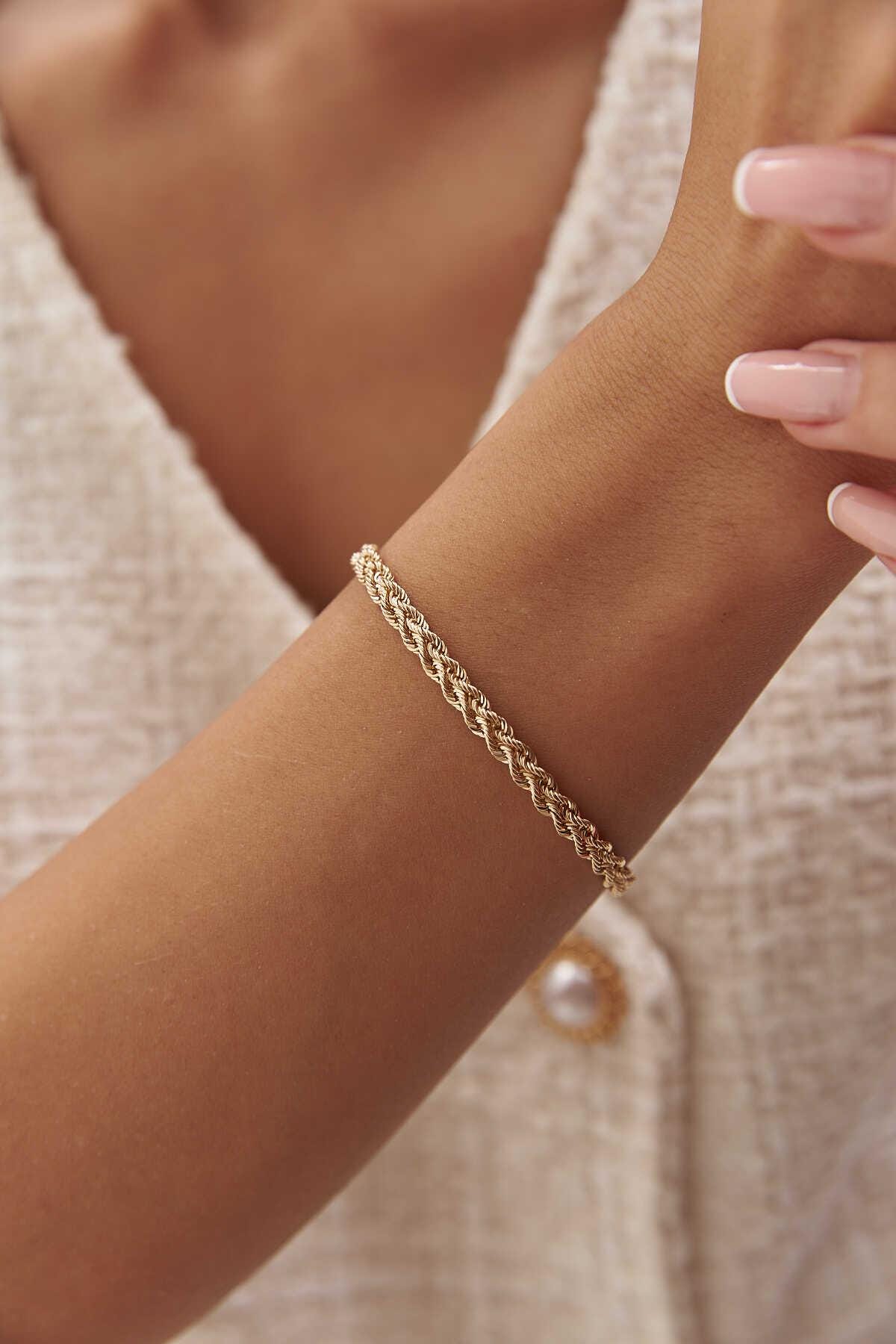 14k Gold Twist Double Row Bracelet