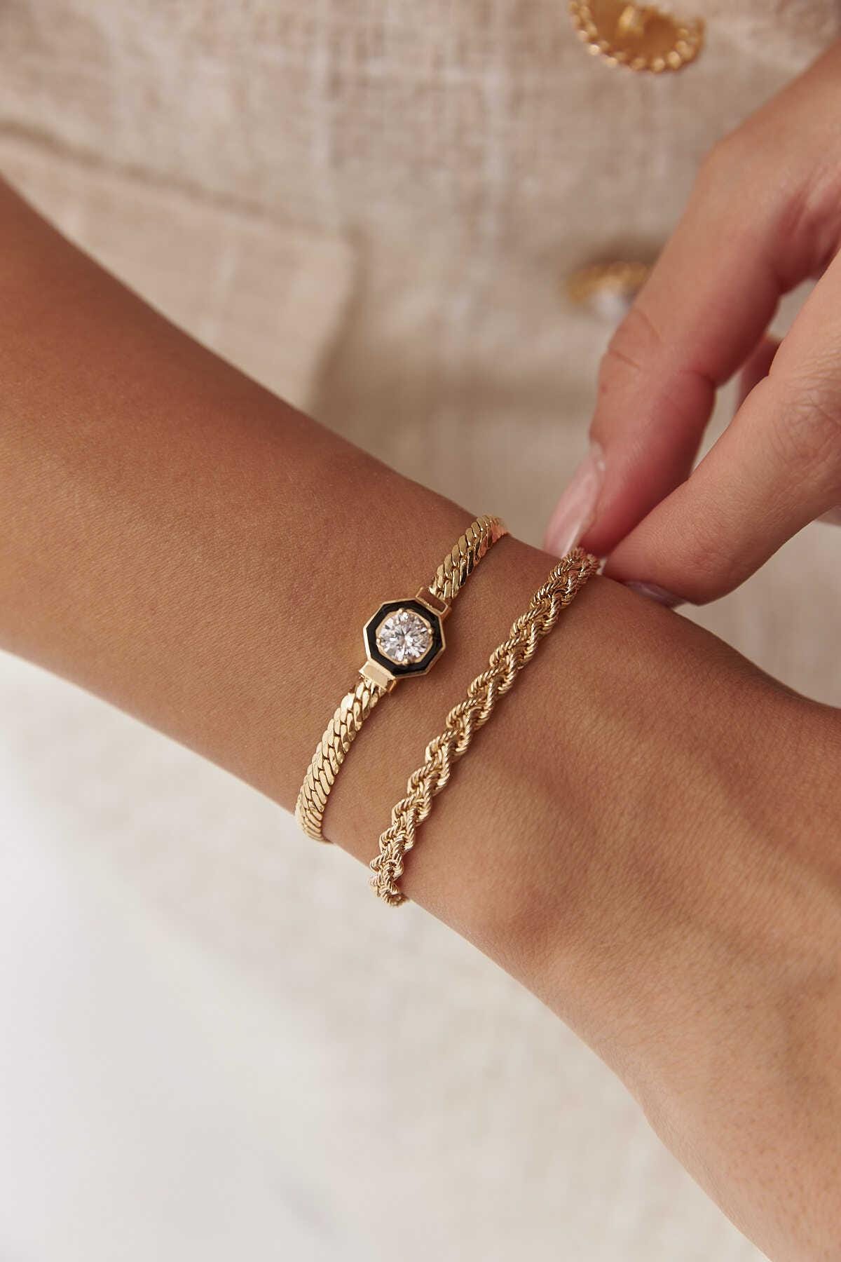 14k Gold Twist Double Row Bracelet