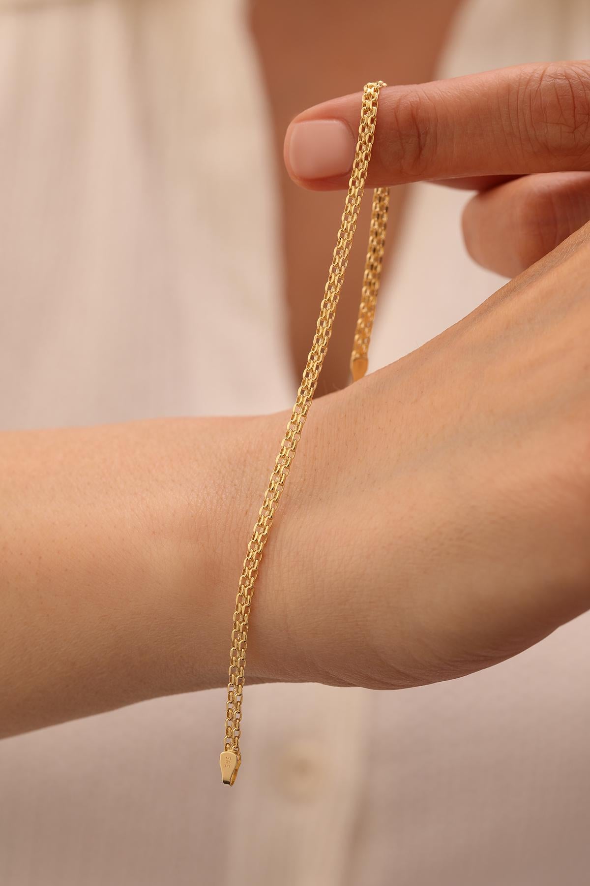 14k Gold Bismark Link Bracelet - Minimalist Fine Jewelry