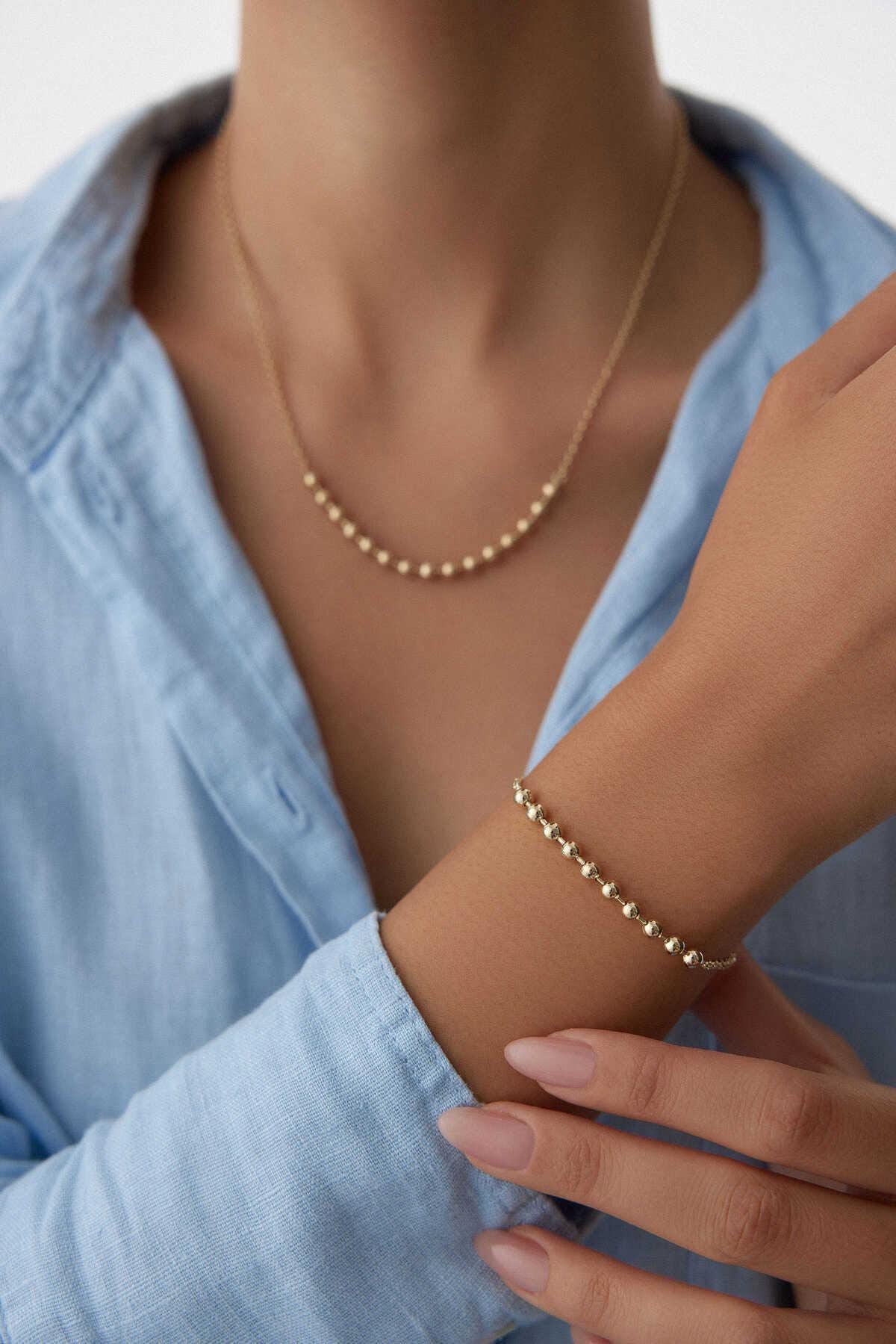 14k Gold Ball Chain Bracelet - Minimalist Fine Jewelry