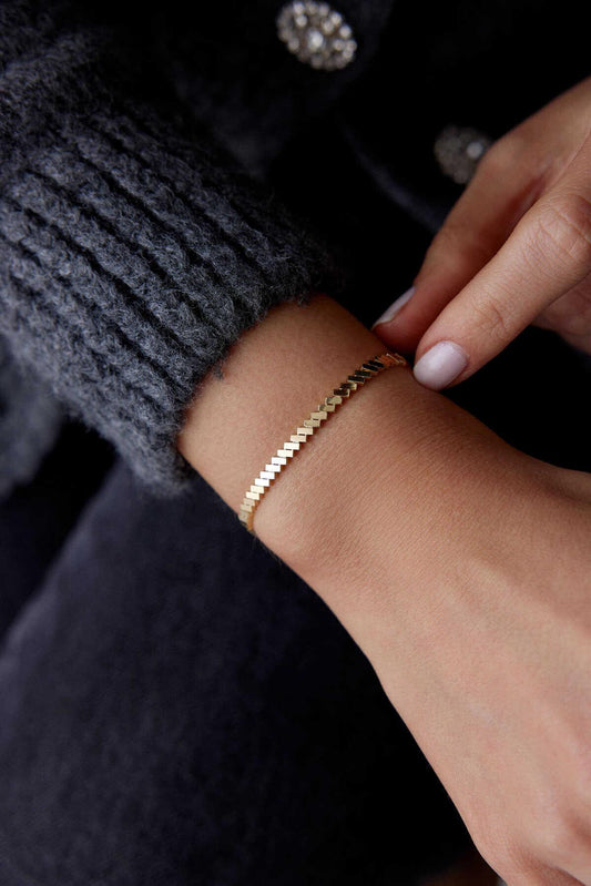14k Gold Stick Bracelet - Gold Chain Bracelet - Minimalist Chain Bracelet - Gift For Her