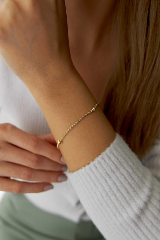 14k Gold Thin Ball Rope Bracelet -Gold  Chain Bracelet - Minimalist Chain Bracelet - Gift For Her