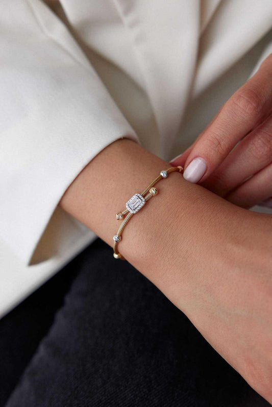 14k Gold Baguette Bracelet Dorika Ball