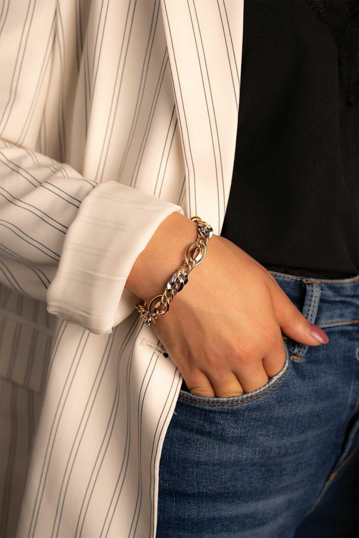 14k Gold Three Color Hallow Bracelet