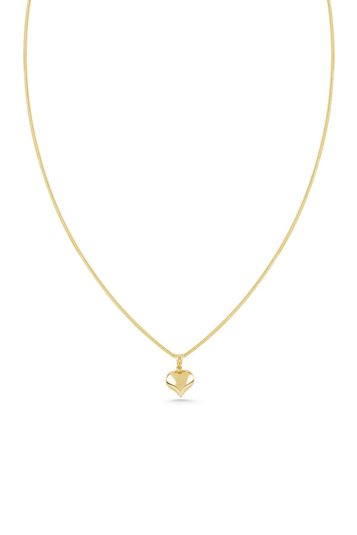 14k Gold  Herringbone Heart Necklace