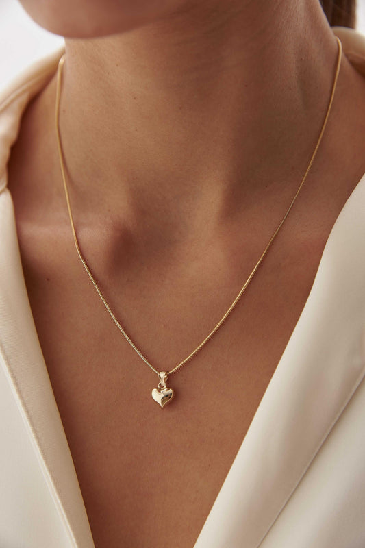 14k Gold  Herringbone Heart Necklace