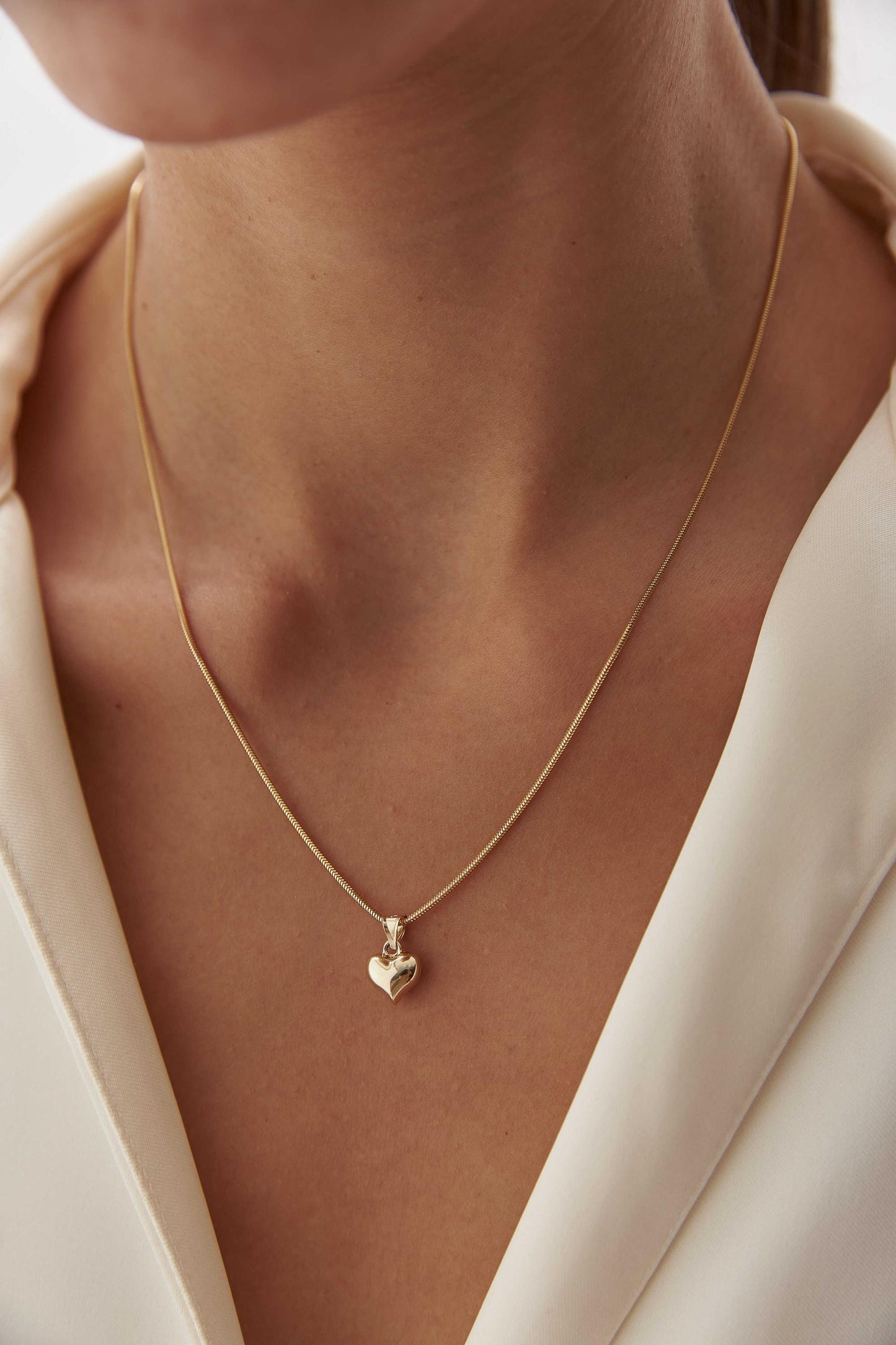 14k Gold  Herringbone Heart Necklace