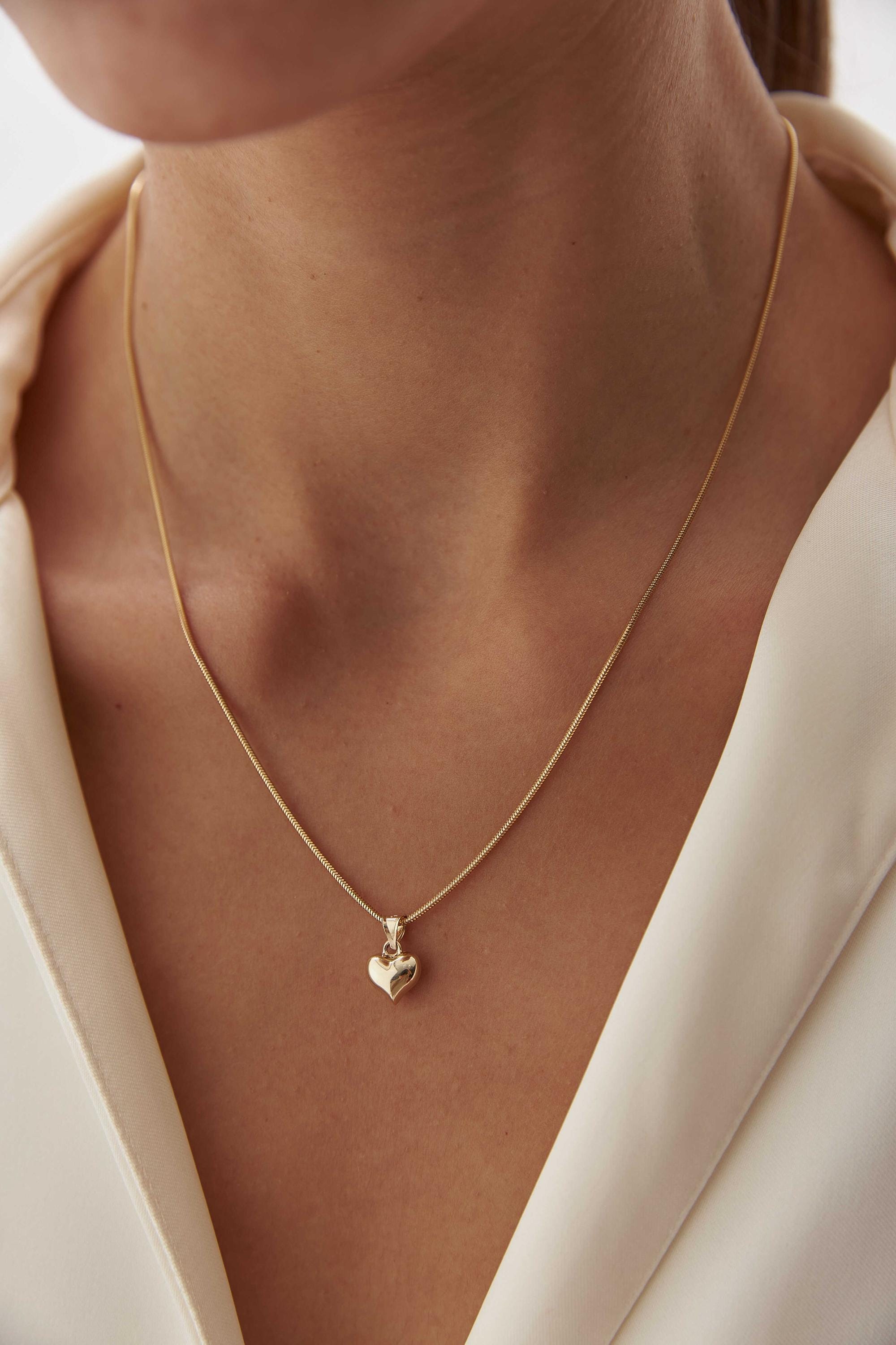 14k Gold  Herringbone Heart Necklace