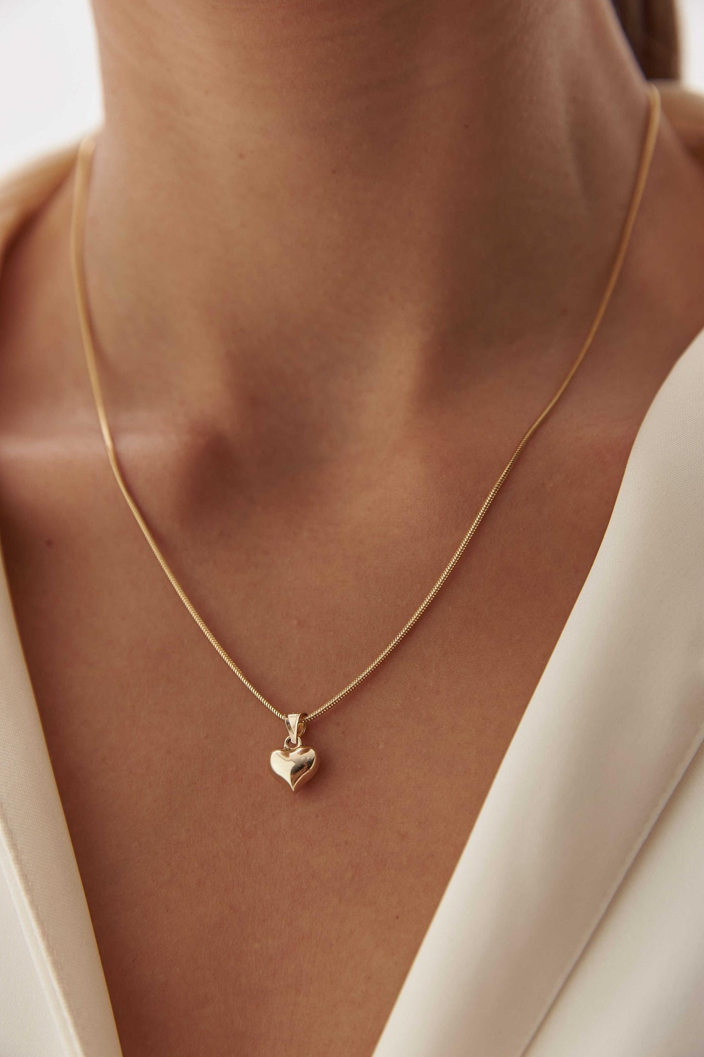 14k Gold  Herringbone Heart Necklace