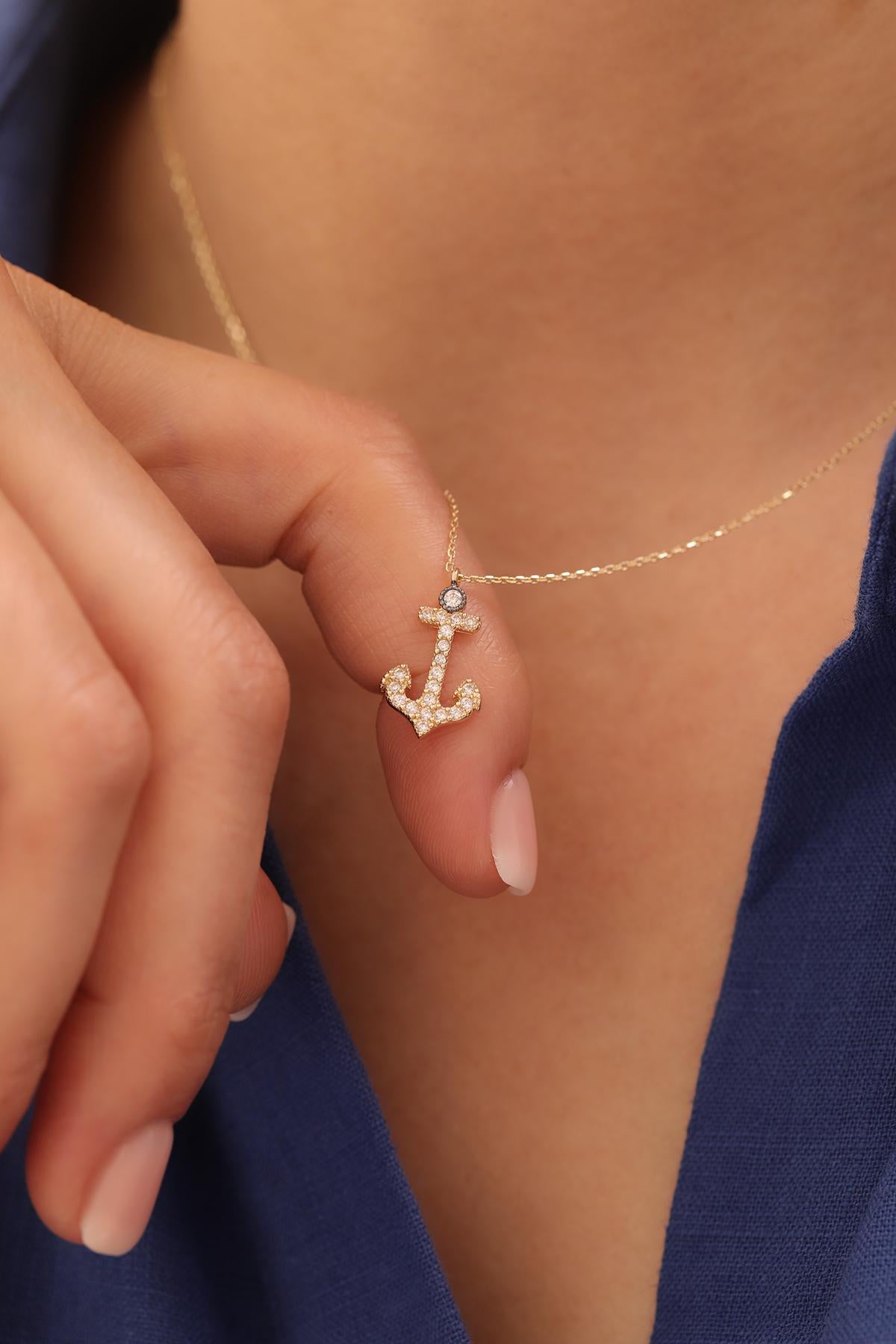 14k Gold  Anchor Necklace