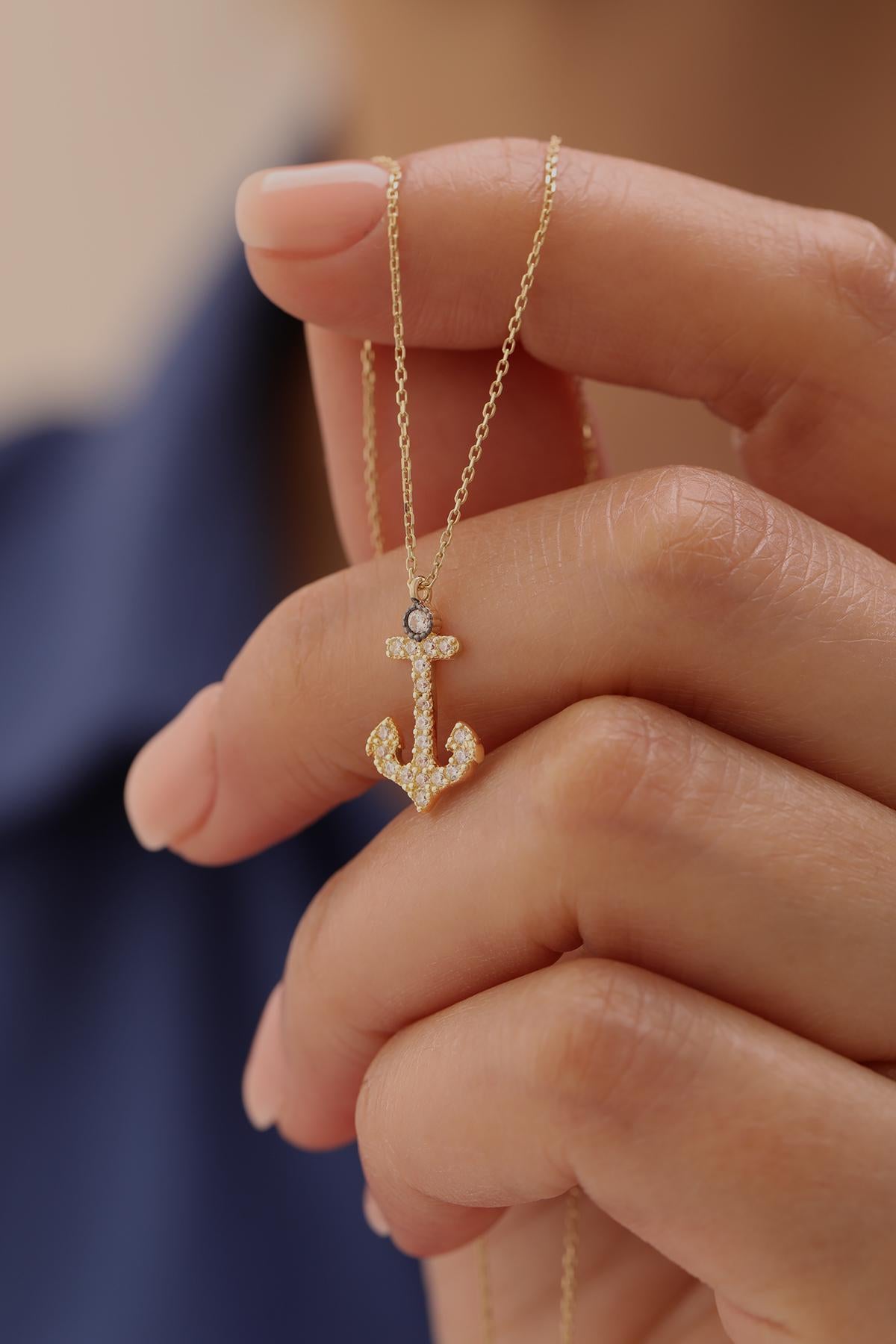 14k Gold  Anchor Necklace