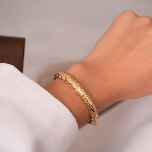 14 Carat Gold Patterned Cuff Bracelet