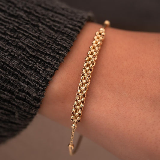 14 Carat Gold Dorika Ball Minimal Cuff Bracelet