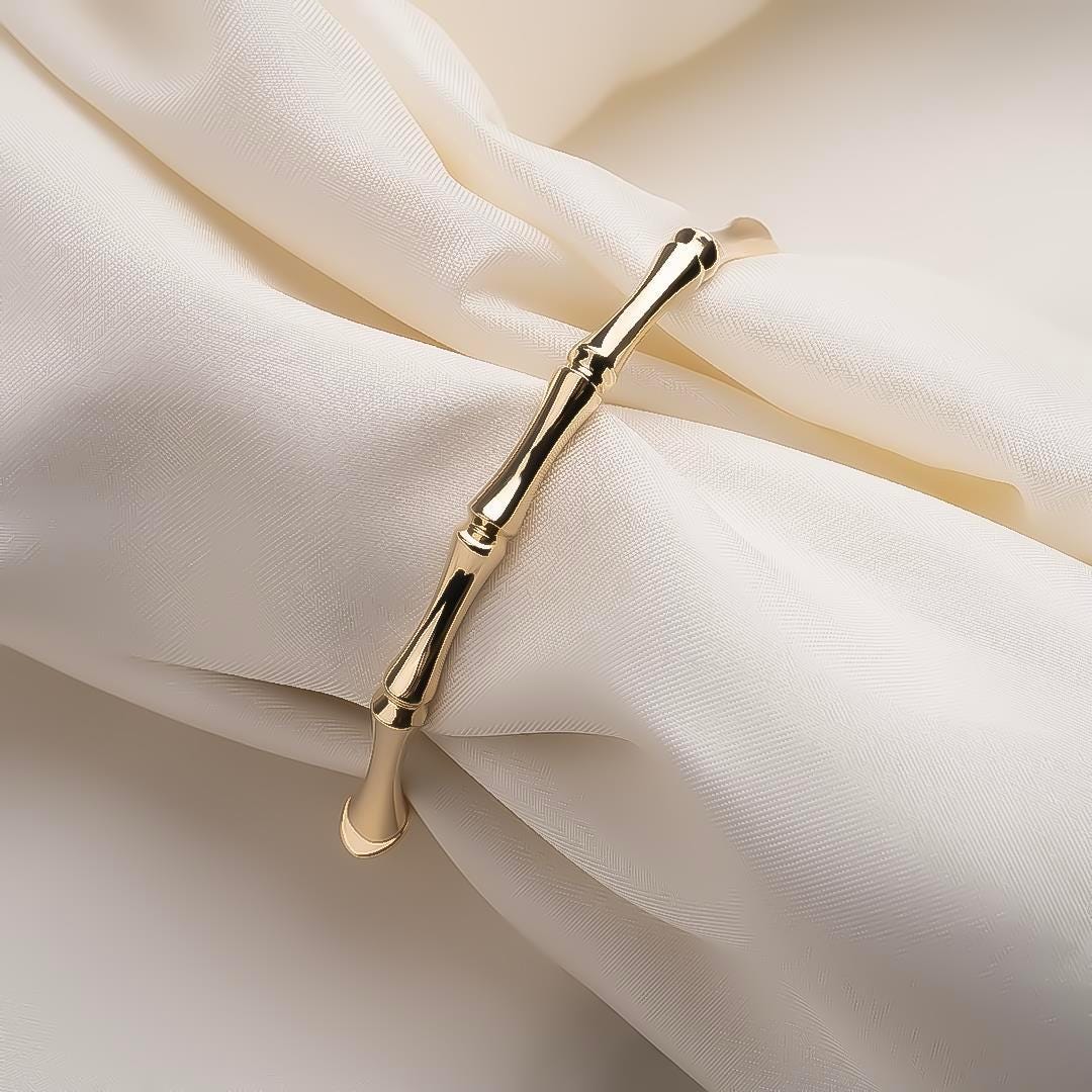 14K Solid Gold Bone Cuff Bangle Bracelet: Custom Design Stacking Bangle