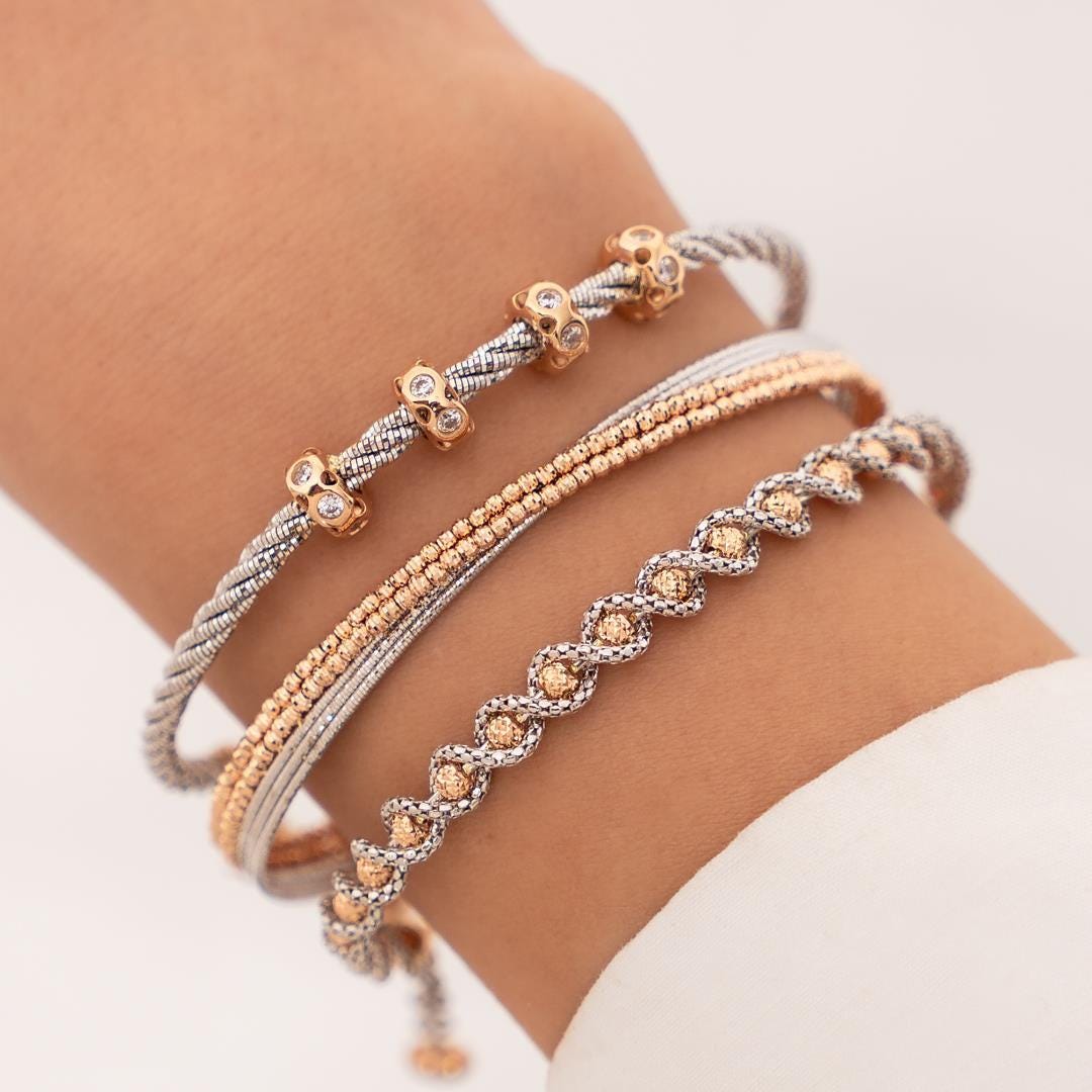 14k White Rose Gold Dorica Cuff Bracelet