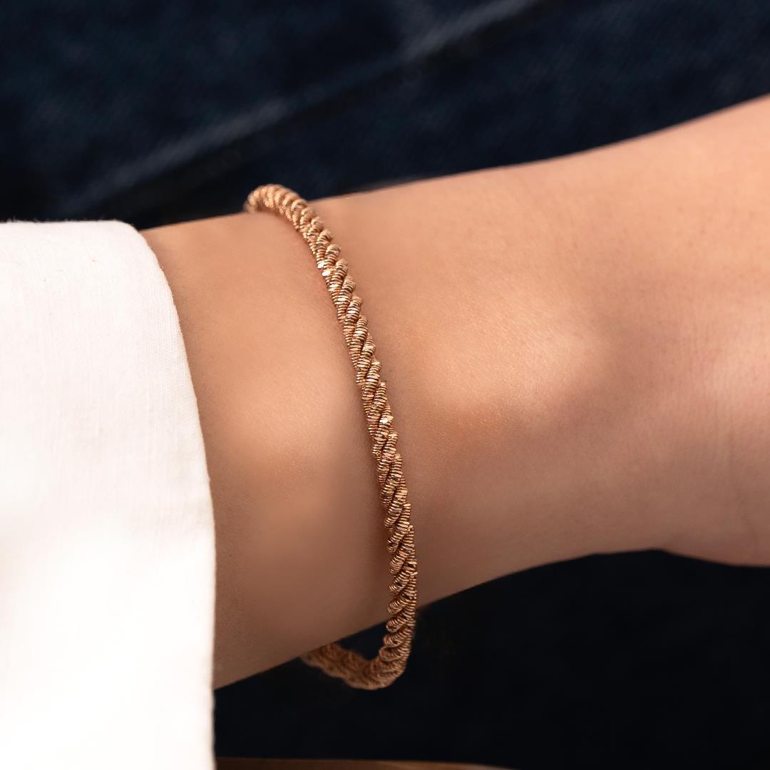 14k Rose Gold Spiral Design Gold Cuff Bracelet