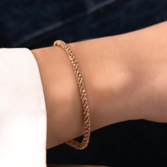 14k Rose Gold Spiral Design Gold Cuff Bracelet