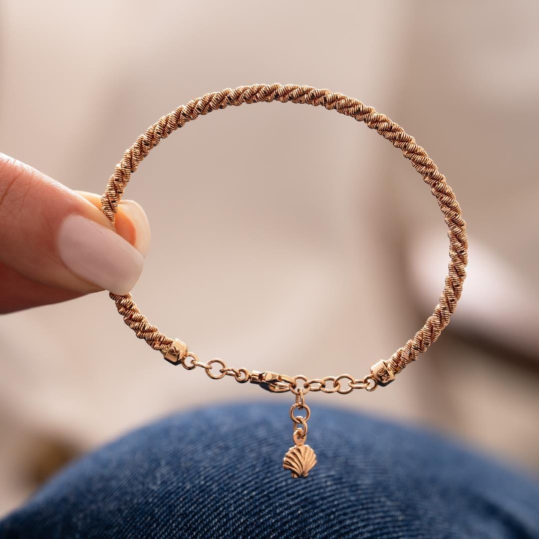 14k Rose Gold Spiral Design Gold Cuff Bracelet