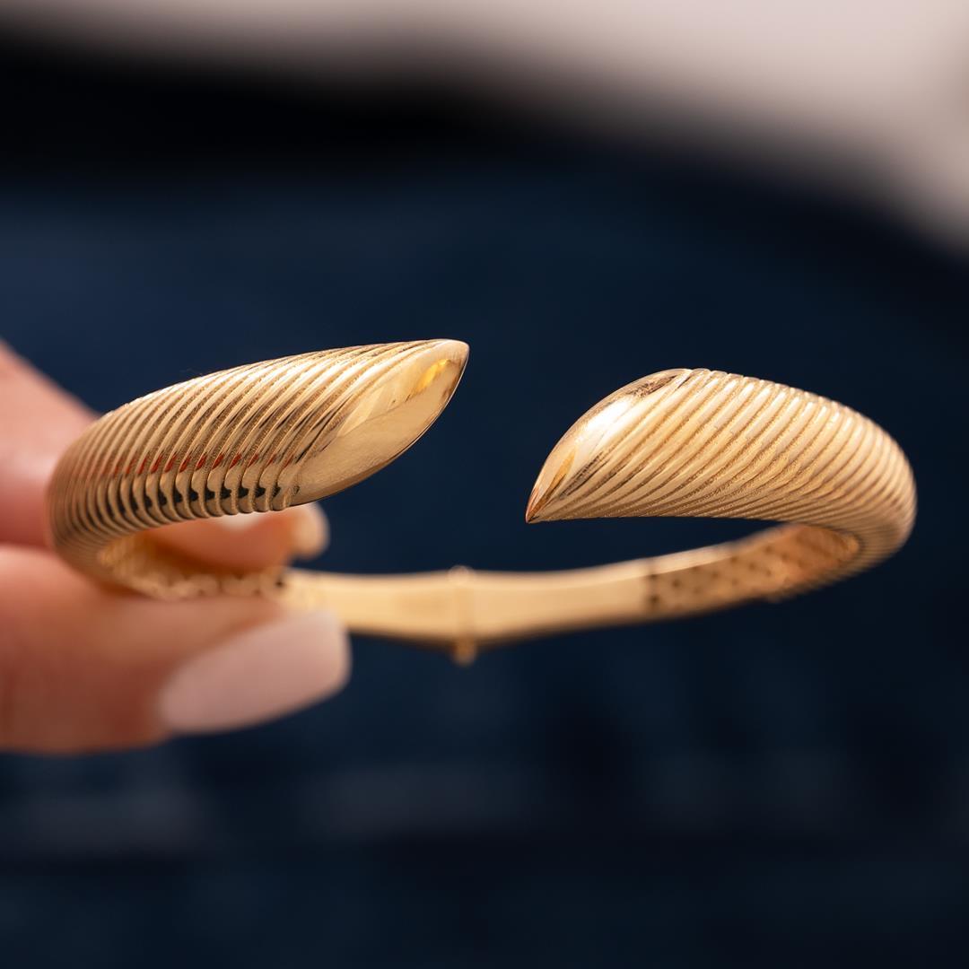 Cross Line Design 14 Carat Cuff Bracelet