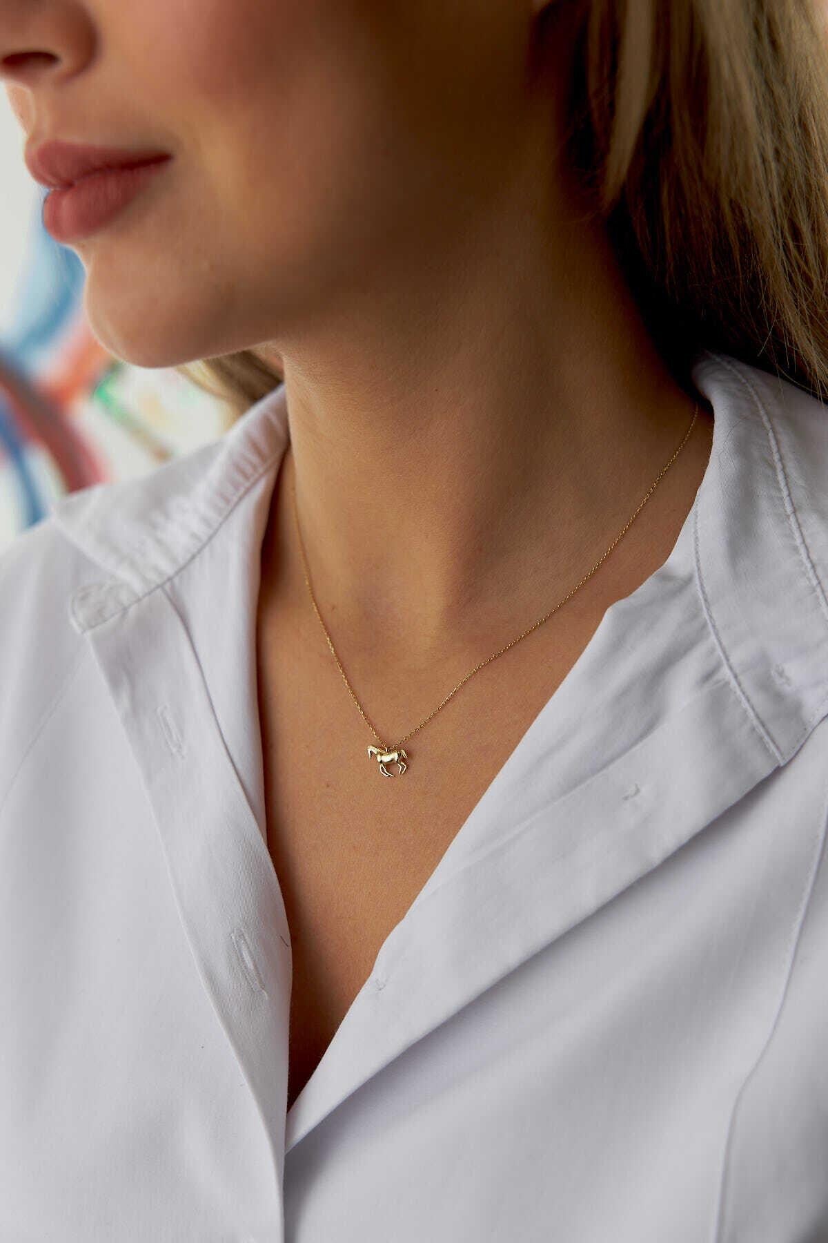 14k Gold Triangle Nail Design Necklace