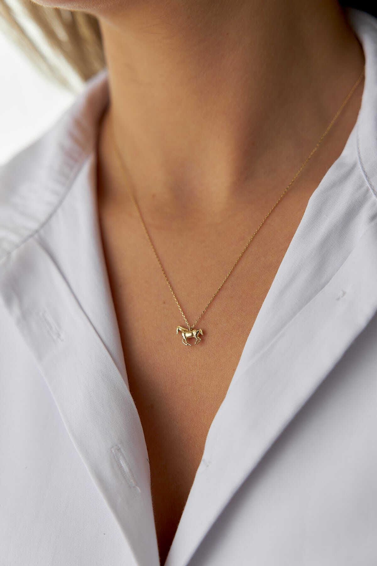 14k Gold Triangle Nail Design Necklace