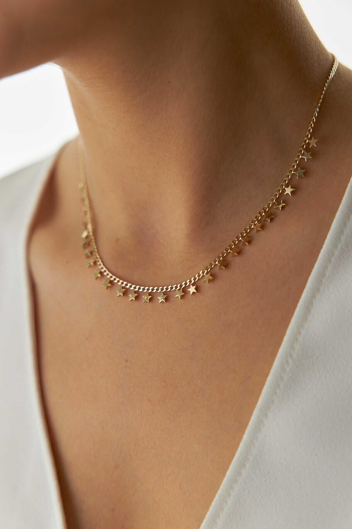 14k Gold Star Chain Necklace