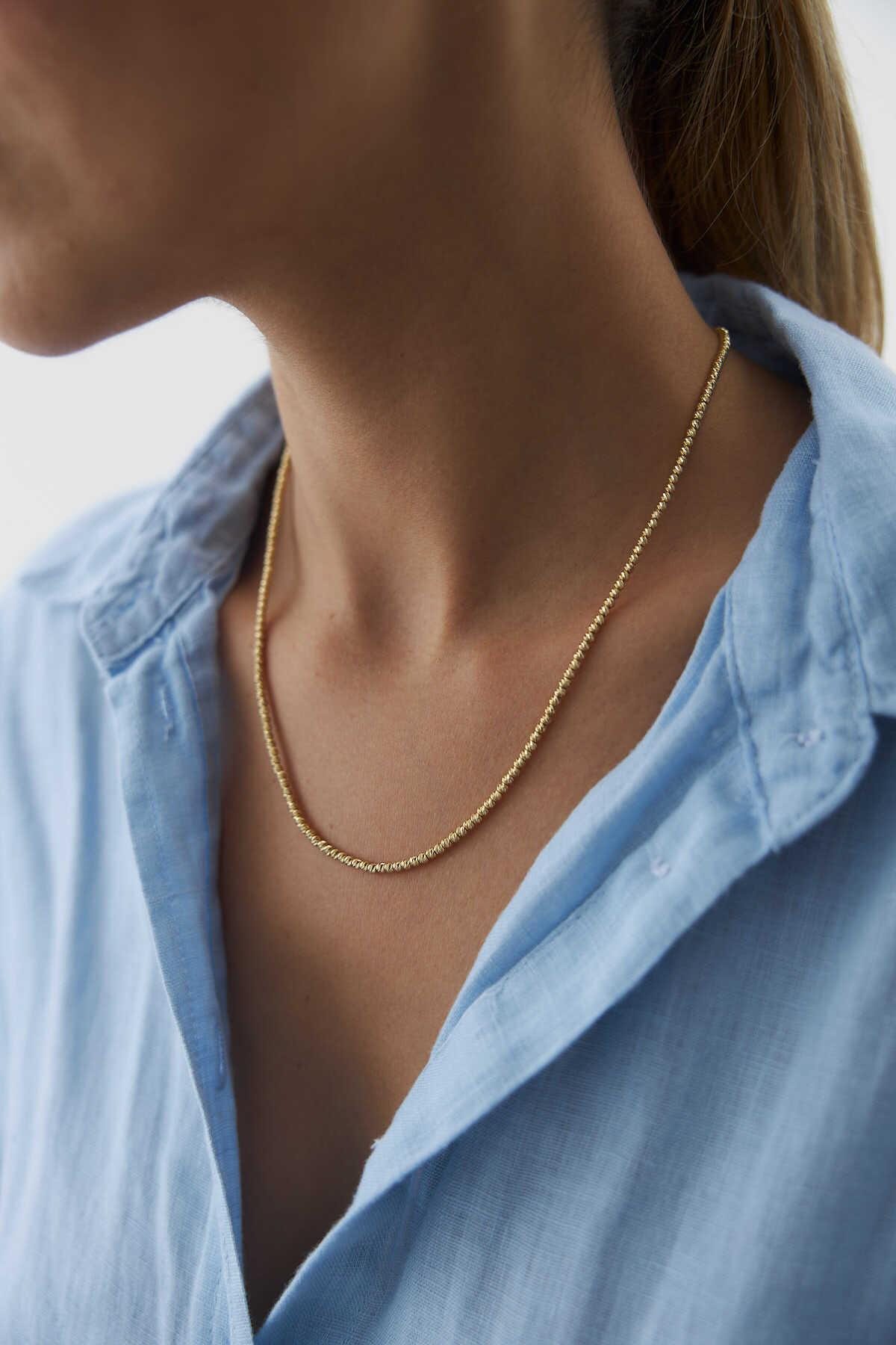 14k Gold Ball Chain Necklace - Delicate Everyday Jewelry