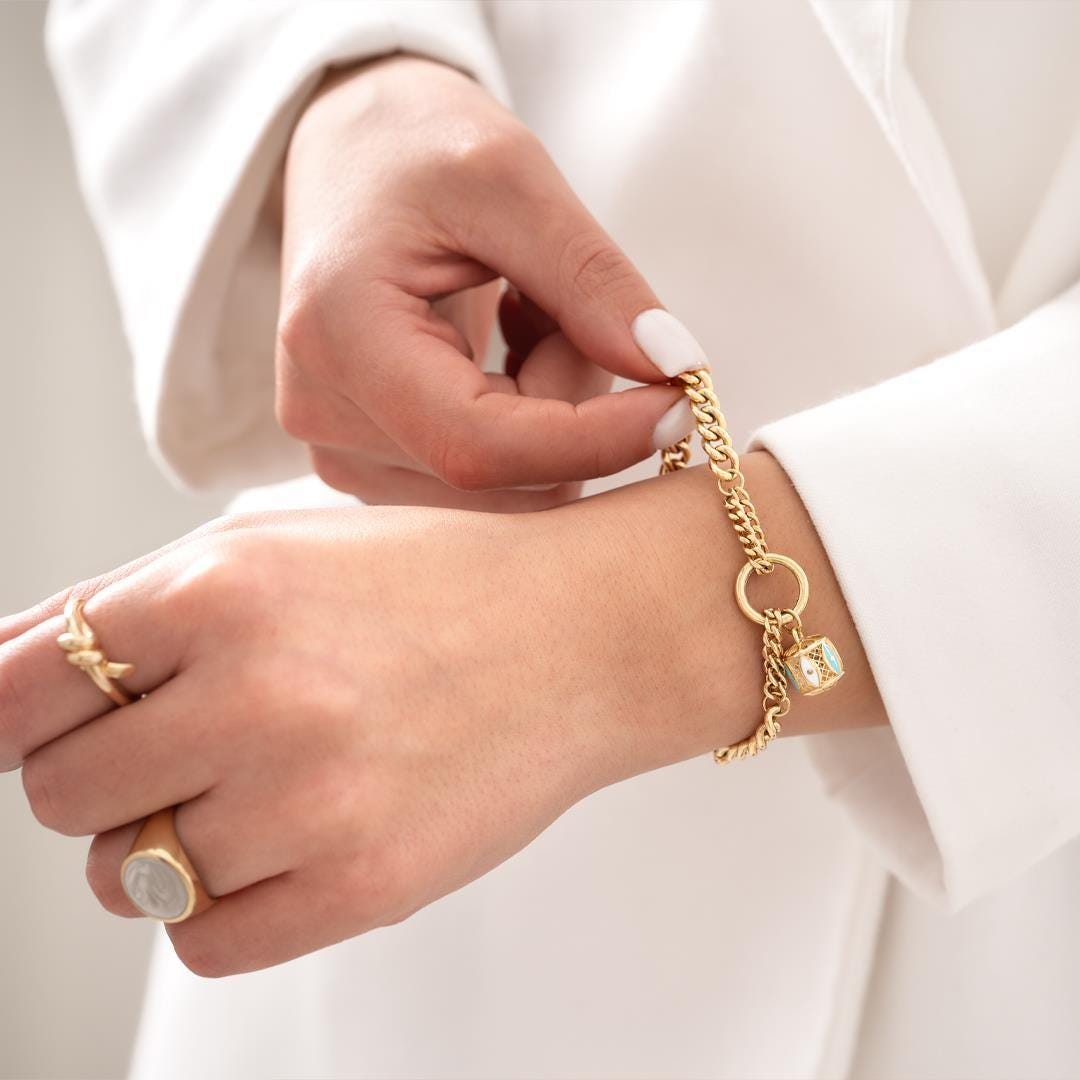 Modern Design Double Chain Gold Bracelet