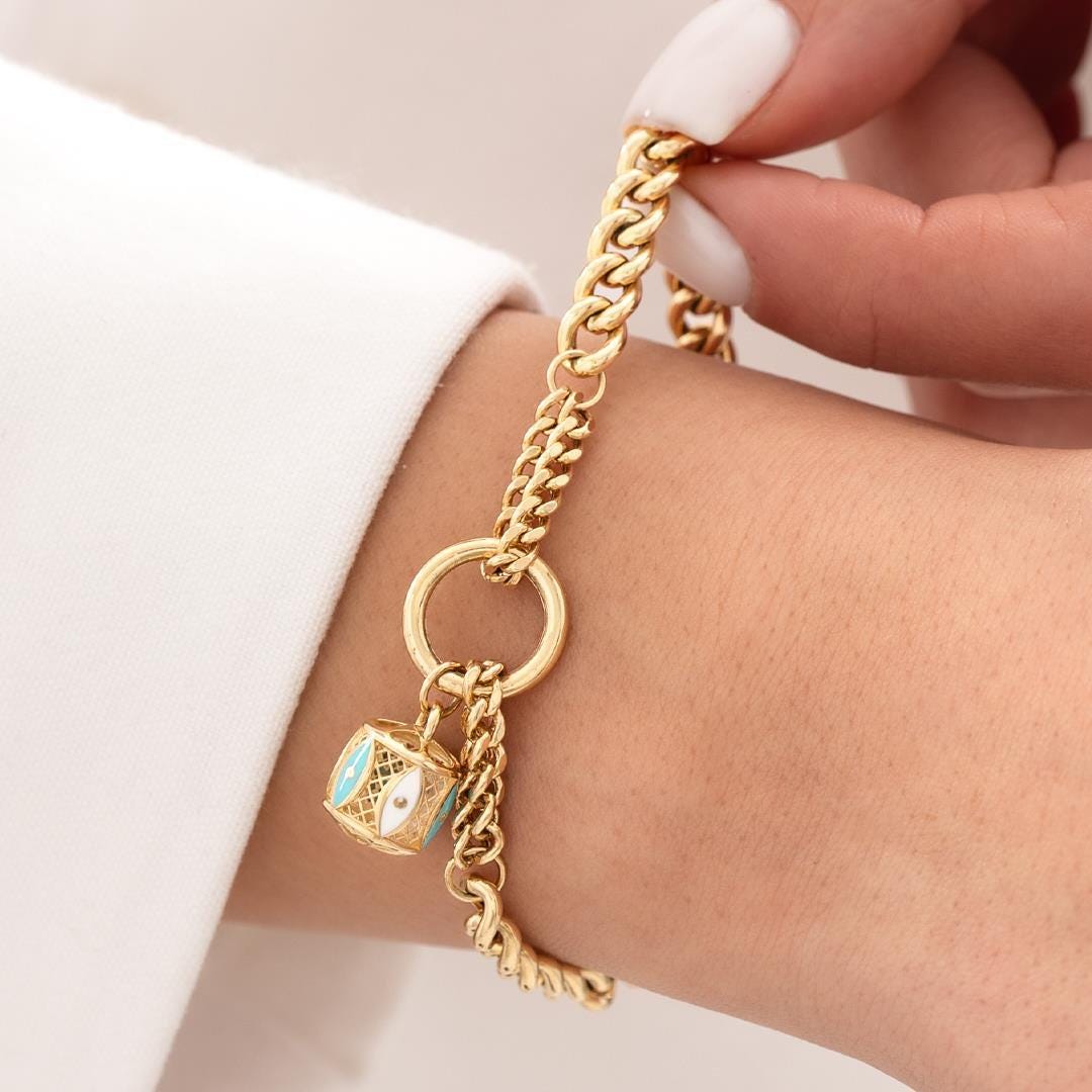 Modern Design Double Chain Gold Bracelet