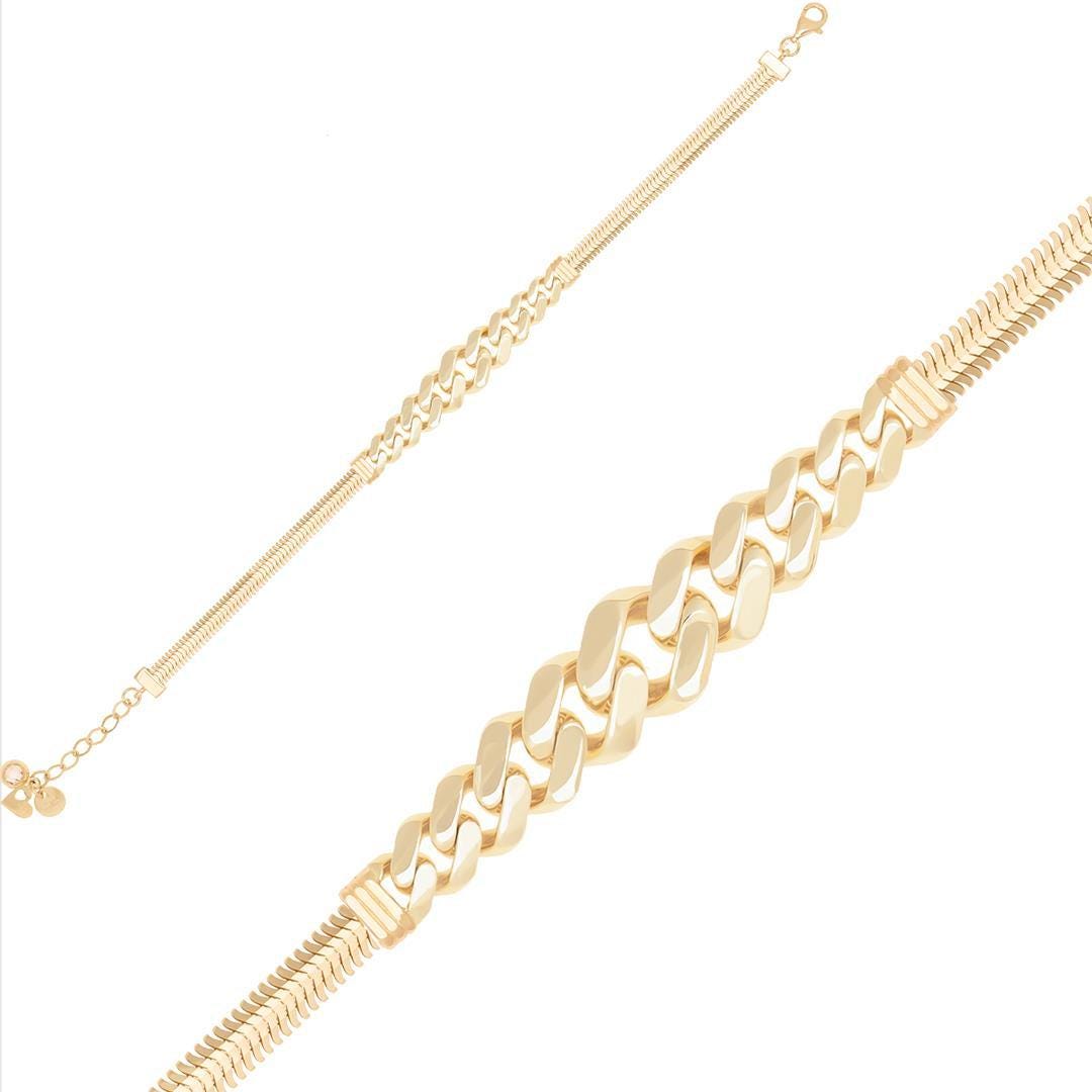 Gurmet Herringbone Bracelet 14 Carat Gold