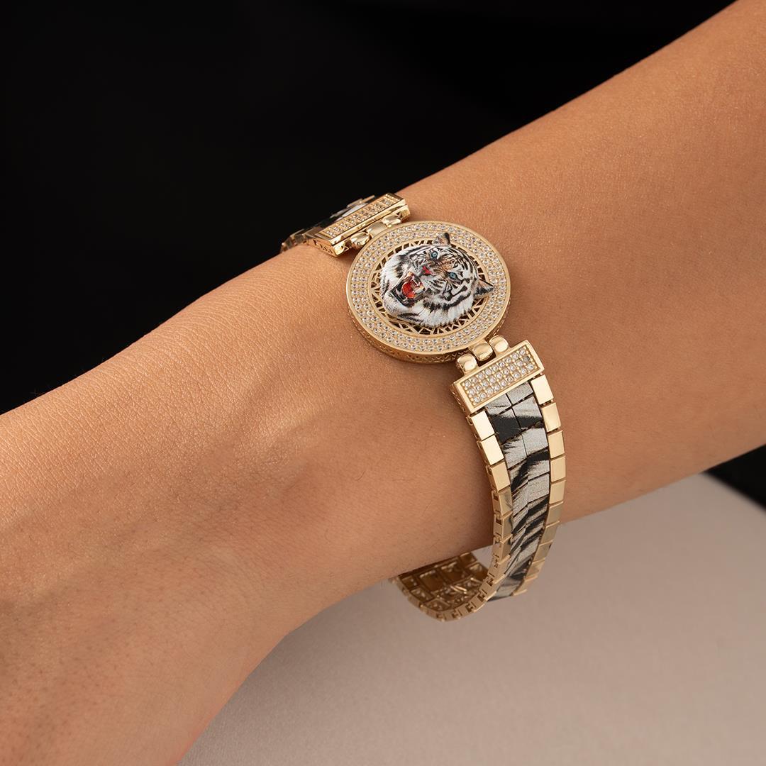 14k Special Design White Tiger Gold Bracelet