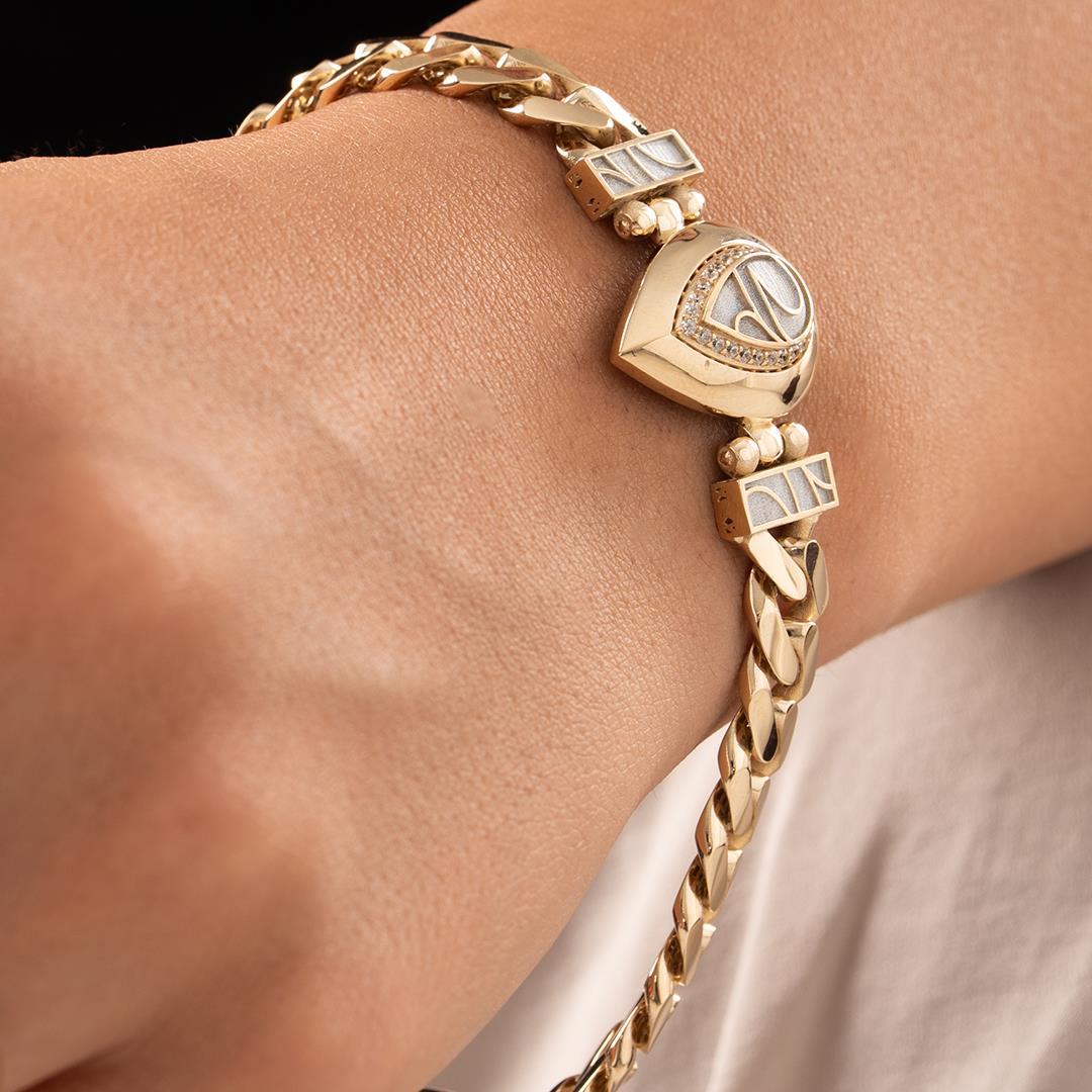 14k Special Design Blue Enameled Drop Model Gold Bracelet