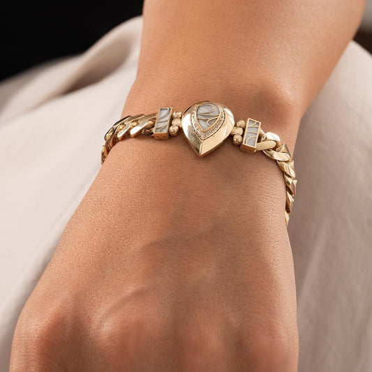 14k Special Design Blue Enameled Drop Model Gold Bracelet