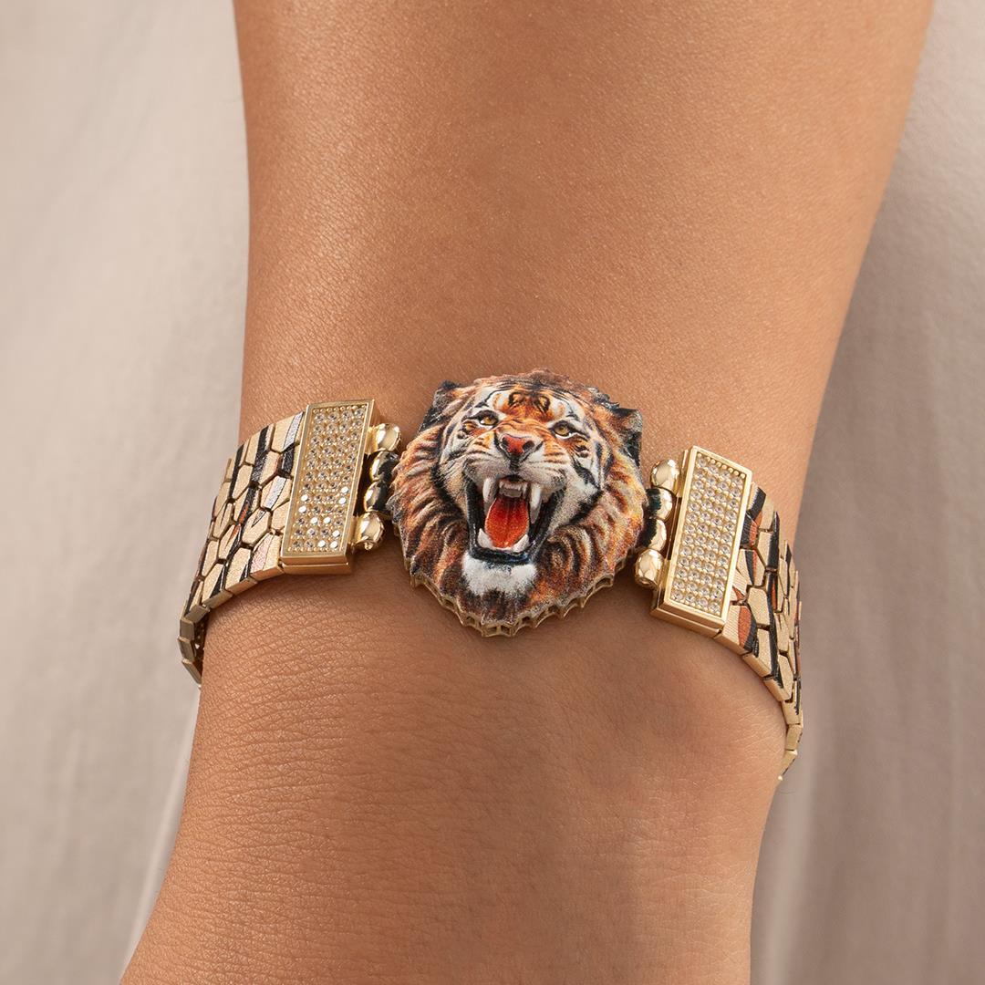 14k Special Design Lion Figured Gold Bracelet