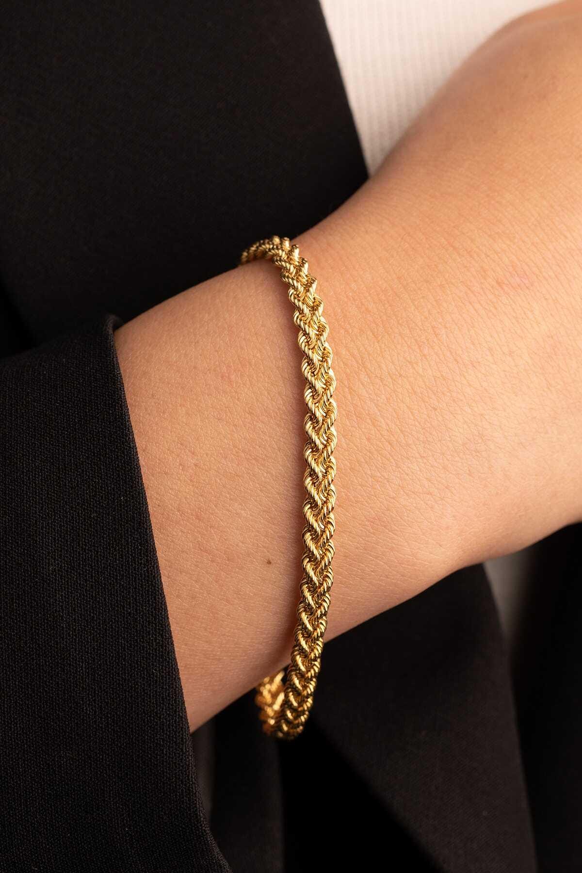 14k Gold Twist Double Row Bracelet