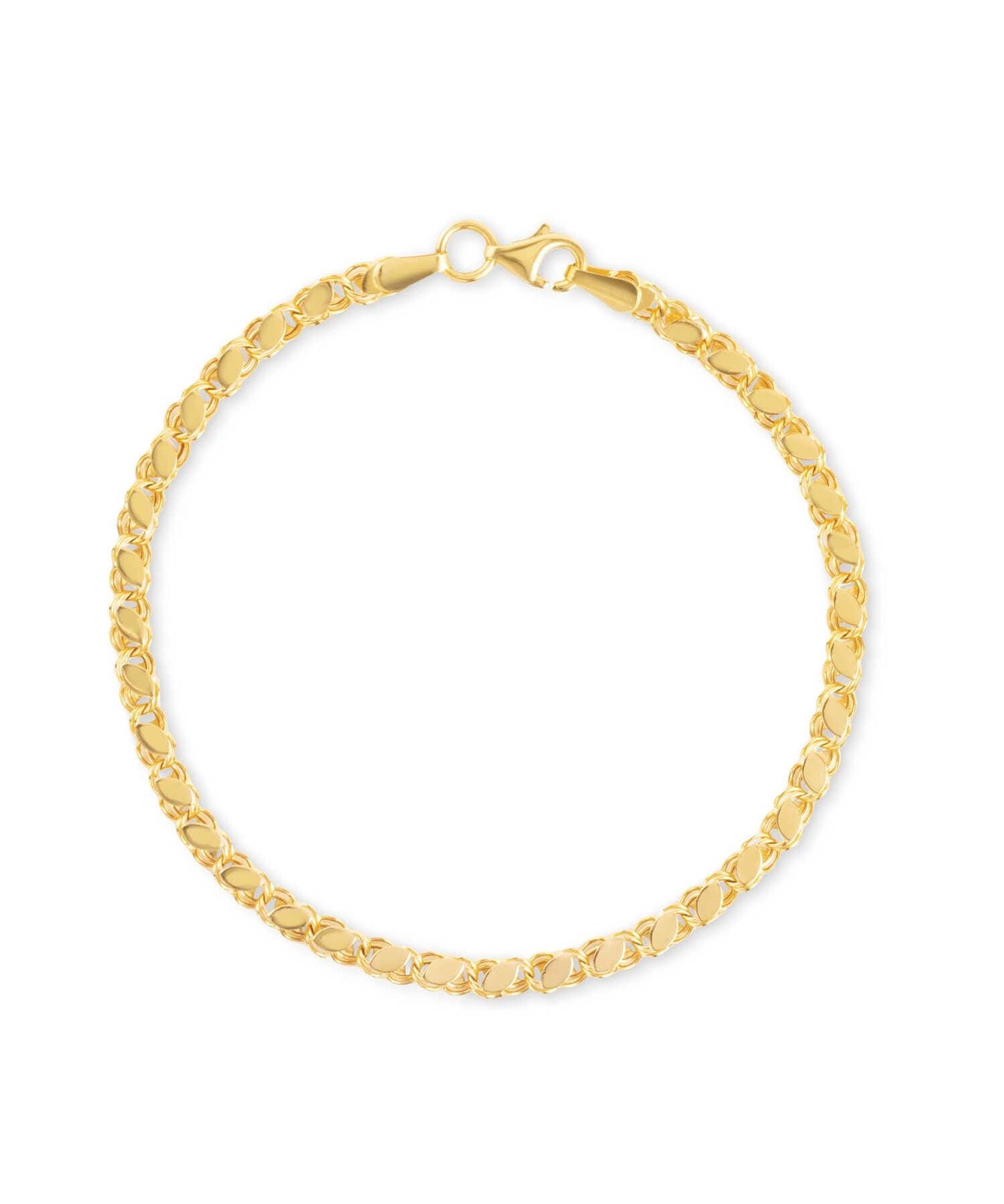 14K Solid Gold Sequin Chain Bracelet: Elegant Sparkle Anklet