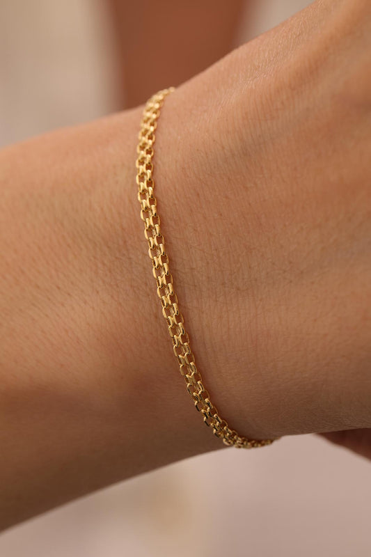 14k Gold Bismark Link Bracelet - Minimalist Fine Jewelry