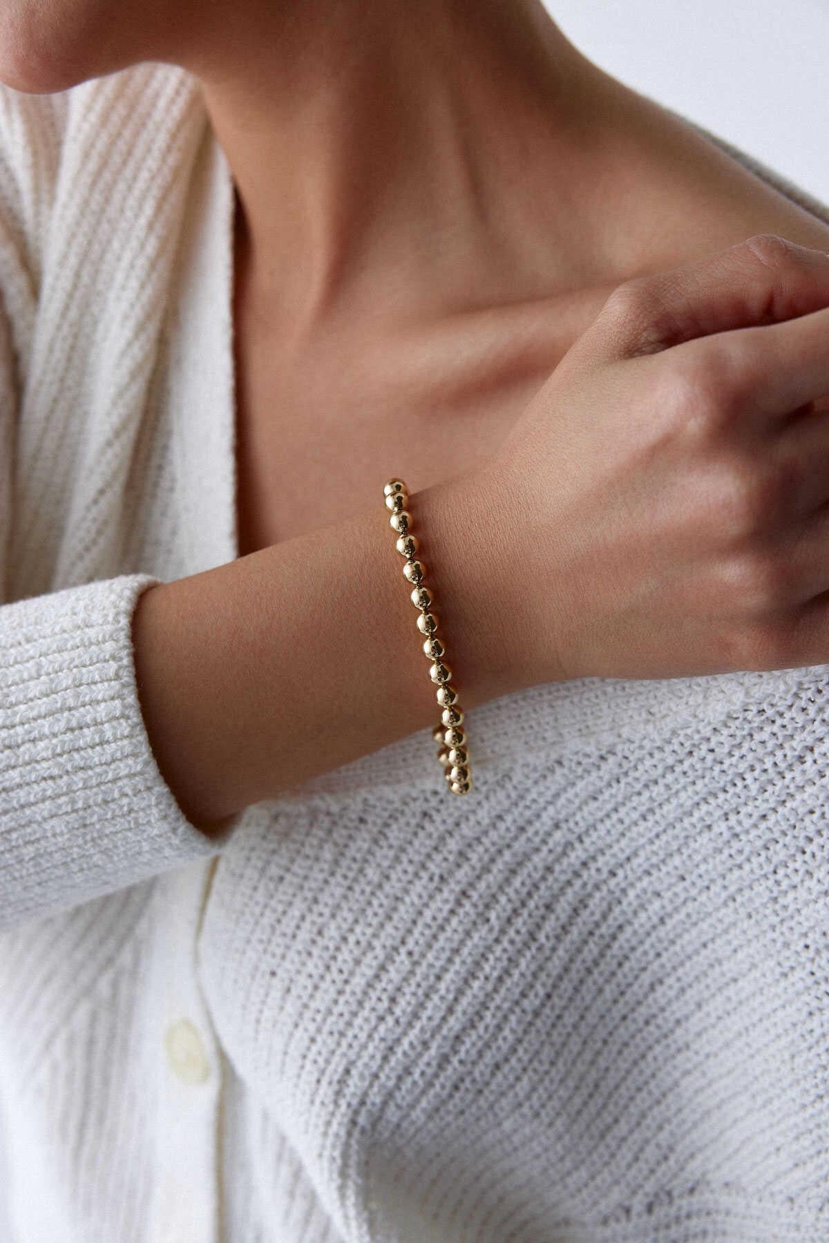 14k Gold Ball Bracelet - Gold Chain Bracelet - Minimalist Chain Bracelet - Gift For Her